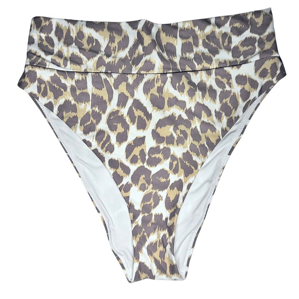 Aerie Women's Bikini Bottoms High Cut Cheeky Cheetah Print Size Med Brown/Tan